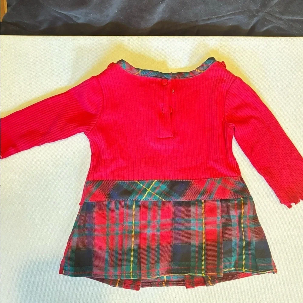 Youngland Girls 6-9M Dress Red Velvet Plaid Pleated Skirt
